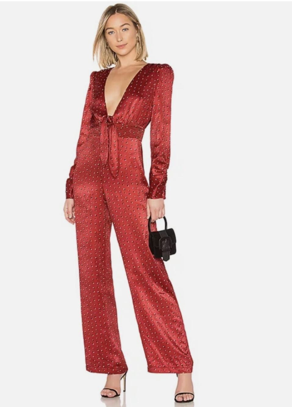 House of Harlow 1960 x Revolve sz. XS Vera Red Polka Dot Jumpsuit